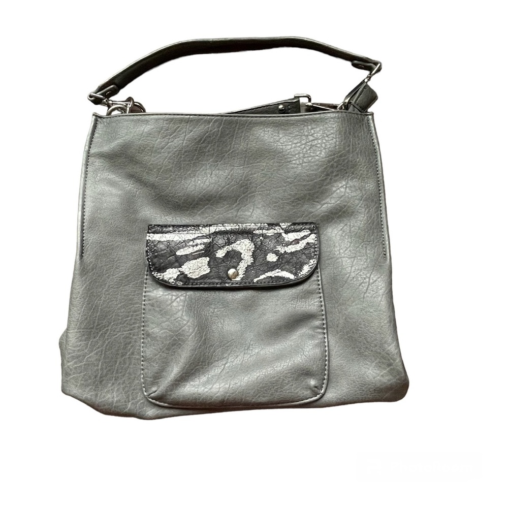 Moda Luxe Gray Faux Leather Crossbody or Shoulder Purse - Picture 4 of 16